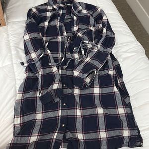 Women’s plaid long sleeve button up dress